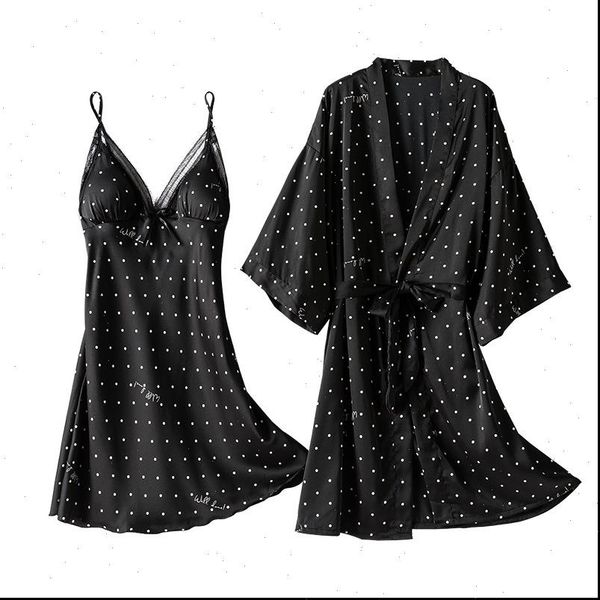 nightgown sets 2pcs robe women sleepwear suit spring nighty wear pajamas strap nightwear sleep kimono bath gown homewear, Black;red
nightgown sets 2pcs robe women sleepwear suit spring nighty wear pajamas strap nightwear sleep kimono bath gown homewear, Black;red