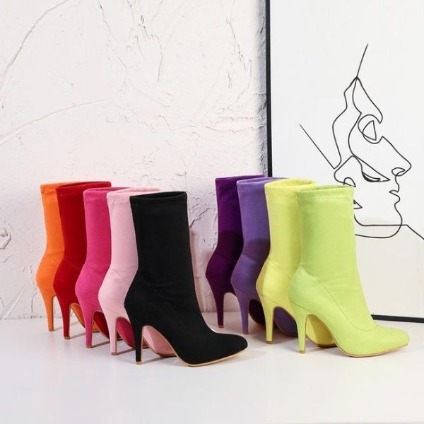 dress shoes socks and boots women's pointed thin heel 10cm high heels elastic knitted jelly short, Black
dress shoes socks and boots women's pointed thin heel 10cm high heels elastic knitted jelly short, Black