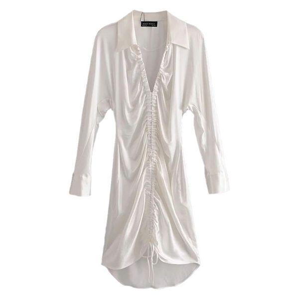 casual dresses 2021 women dress gathered satin collared v-neck long cuffed sleeves asymmetric hem mini fashion vestidos femme robe, Black;gray
casual dresses 2021 women dress gathered satin collared v-neck long cuffed sleeves asymmetric hem mini fashion vestidos femme robe, Black;gray