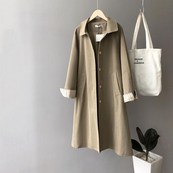 women's trench coats 2021women long coat turn down collar women khaki feminino loose, Tan;black
women's trench coats 2021women long coat turn down collar women khaki feminino loose, Tan;black