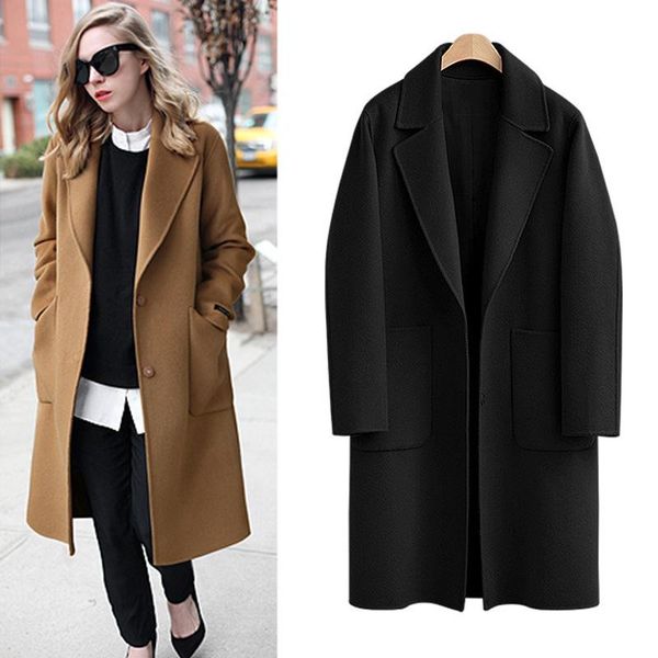 women's wool & blends qmgood big size loose long sleeve winter coat women europe style large feminino fashion autumn woolen coats 5xl, Black
women's wool & blends qmgood big size loose long sleeve winter coat women europe style large feminino fashion autumn woolen coats 5xl, Black