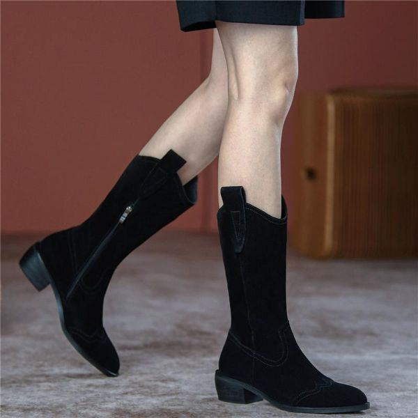 boots high creepers women genuine leather heel mid calf riding female winter warm pointed toe pumps shoes casual, Black
boots high creepers women genuine leather heel mid calf riding female winter warm pointed toe pumps shoes casual, Black