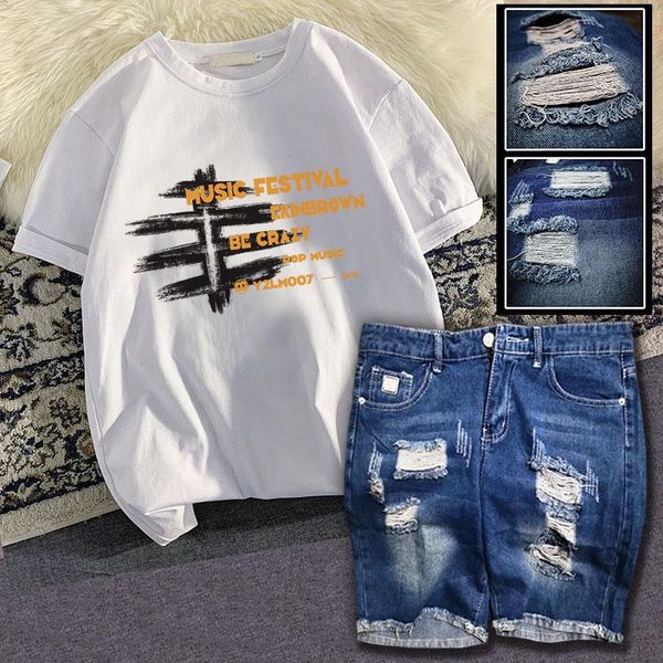 summer men's short-sleeved casual matching suit, cotton round neck t-shirt, five-point pants jeans fashion trend 2021 tracksuits, Gray
summer men's short-sleeved casual matching suit, cotton round neck t-shirt, five-point pants jeans fashion trend 2021 tracksuits, Gray