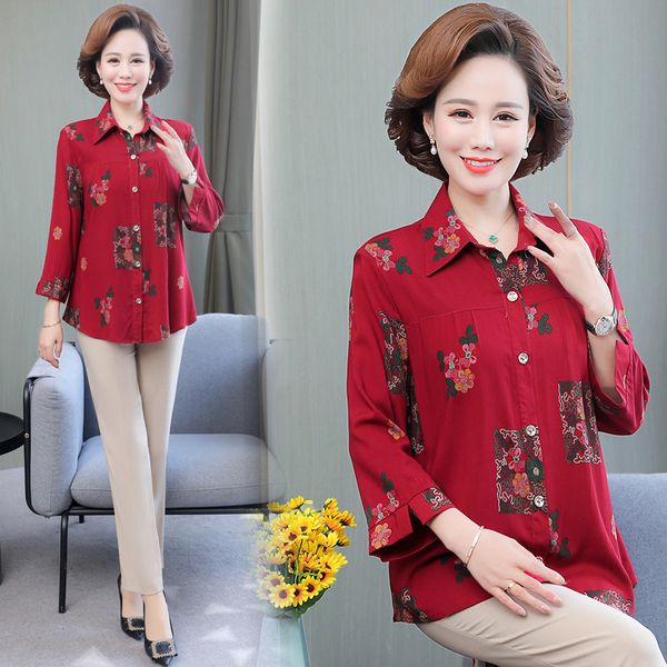 middle-aged and elderly mothers shirt women pure cotton printing casual loose spring summer plus size, White
middle-aged and elderly mothers shirt women pure cotton printing casual loose spring summer plus size, White
