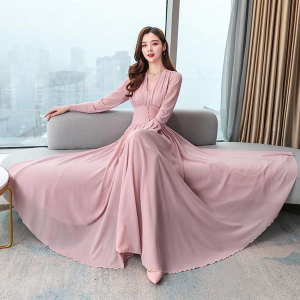 spring autumn long dress for women clothes casual vintage high waist chiffon maxi party female elegant vestidos 3xl q3124 dresses, Black;gray
spring autumn long dress for women clothes casual vintage high waist chiffon maxi party female elegant vestidos 3xl q3124 dresses, Black;gray
