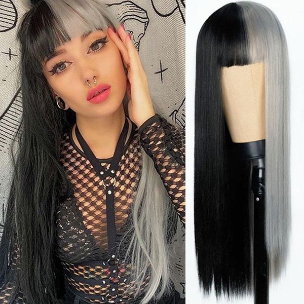 synthetic wigs lolita cosplay wig half black gray long straight halloween two tone ombre color for women girl
synthetic wigs lolita cosplay wig half black gray long straight halloween two tone ombre color for women girl