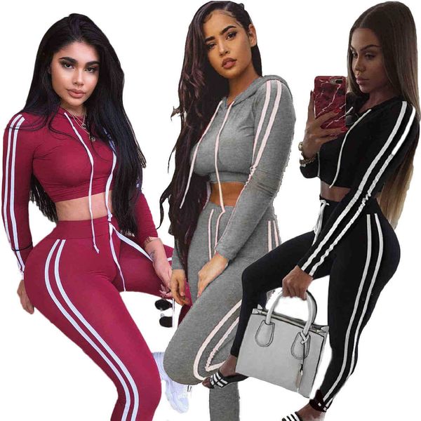 women's two piece pants pants women hooded pullover long-sleeved two-piece suit nude short high waist trousers casual sports sets shwq, White