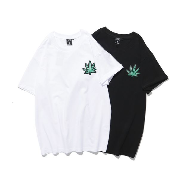 t shirt summer style patching embroidered hemp leaves versatile half sleeve printed round neck casual loose couple short for men, White;black
t shirt summer style patching embroidered hemp leaves versatile half sleeve printed round neck casual loose couple short for men, White;black