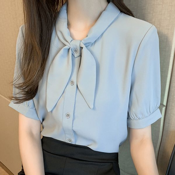 blouse women s summer short sleeve shirts bow collar chiffon shirt blusas mujer d326 210426, White
blouse women s summer short sleeve shirts bow collar chiffon shirt blusas mujer d326 210426, White