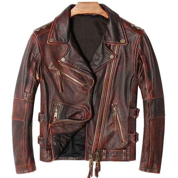 men's leather & faux 2021 vintage brown american men biker's jacket plus size xxxxl genuine thick cowhide autumn slim fit motorcyc, Black
men's leather & faux 2021 vintage brown american men biker's jacket plus size xxxxl genuine thick cowhide autumn slim fit motorcyc, Black