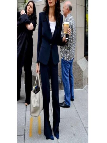 navy women ladies custom made business office tuxedos formal work wear suits women's two piece pants, White
navy women ladies custom made business office tuxedos formal work wear suits women's two piece pants, White