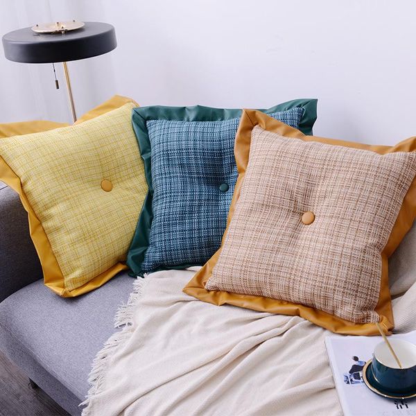 45x45cm square cushion linen leather pu edge decor cover with pillow core for living room bedside sofa car throw pillows
45x45cm square cushion linen leather pu edge decor cover with pillow core for living room bedside sofa car throw pillows