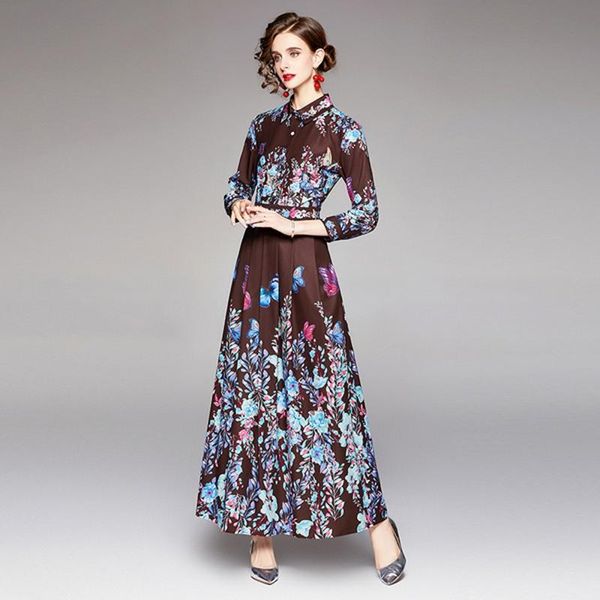 casual dresses 2021 autumn winter fashion elegant women long sleeve turn down collar flower print maxi dress vestidos, Black;gray
casual dresses 2021 autumn winter fashion elegant women long sleeve turn down collar flower print maxi dress vestidos, Black;gray