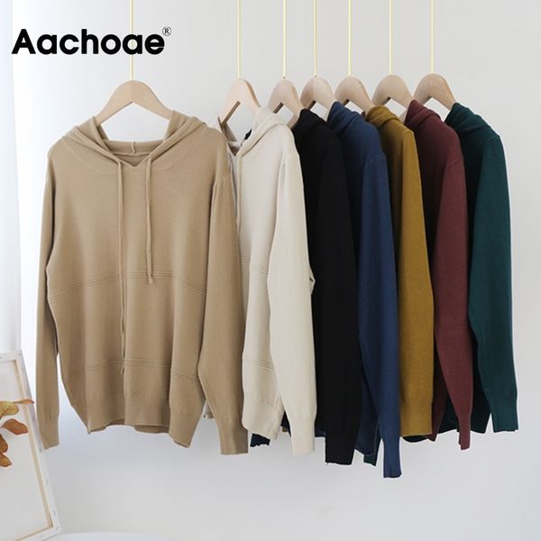 aachoae solid color knitted hooded sweater women autumn long sleeve casual jumper chic ladies pullovers pull femme 210413, White;black
aachoae solid color knitted hooded sweater women autumn long sleeve casual jumper chic ladies pullovers pull femme 210413, White;black