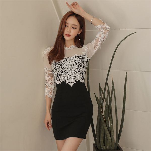 lace dress korea ladies long sleeve hollow out stand club night party dresses for women clothing 210602, Black;gray
lace dress korea ladies long sleeve hollow out stand club night party dresses for women clothing 210602, Black;gray