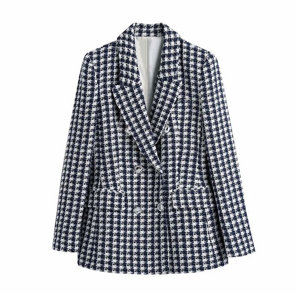 women's suits & blazers women spring double breasted za stylish woolen outwear chic lady long sleeve blue plaid slim fashion jacke, White;black
women's suits & blazers women spring double breasted za stylish woolen outwear chic lady long sleeve blue plaid slim fashion jacke, White;black