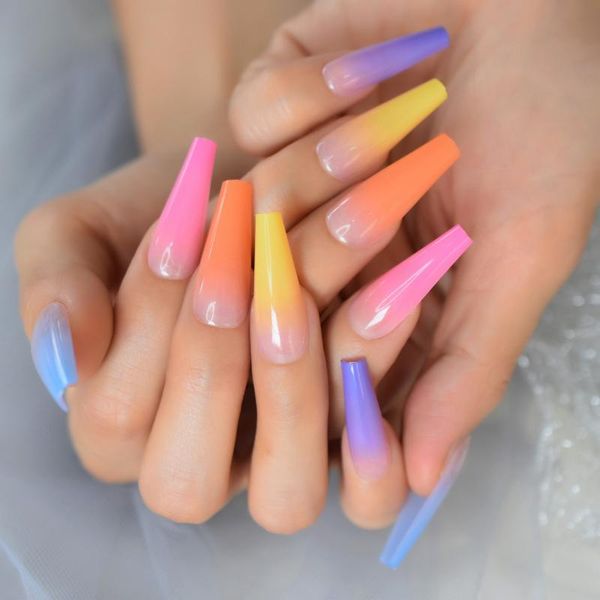 false nails ballet coffin fake long finger nail extension encounter rainbow acrylic stick on with glue sticker, Red;gold
false nails ballet coffin fake long finger nail extension encounter rainbow acrylic stick on with glue sticker, Red;gold