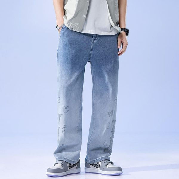 men's jeans 2021 fashion brand autumn and winter japanese campus loose gradient light color printing wide-leg, Blue
men's jeans 2021 fashion brand autumn and winter japanese campus loose gradient light color printing wide-leg, Blue