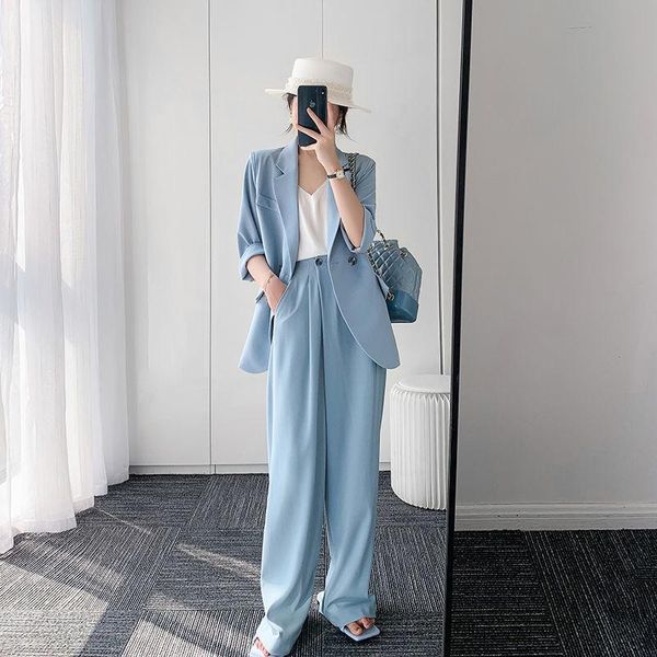 fashion korean women single button blazers jackets +high wiast wide leg pants 2 pieces sets casual street loose lady suits women's two, White
fashion korean women single button blazers jackets +high wiast wide leg pants 2 pieces sets casual street loose lady suits women's two, White