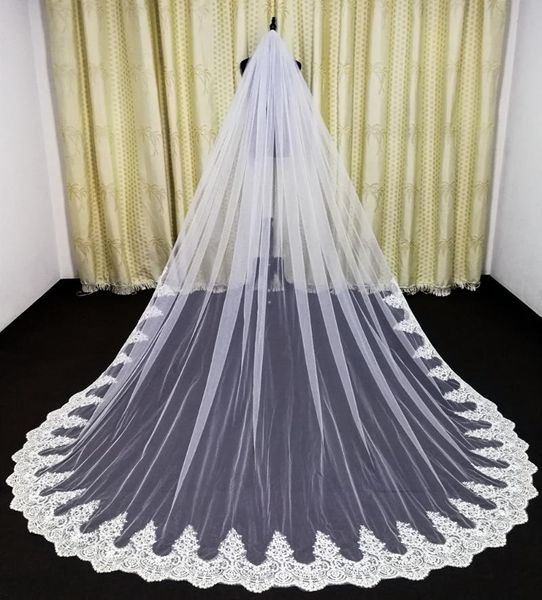 bridal veils luxury 3 meters long single layer veil lace wedding shawl white cathedral dress accessories + comb, Black
bridal veils luxury 3 meters long single layer veil lace wedding shawl white cathedral dress accessories + comb, Black