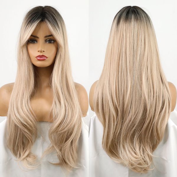 long wave wigs ombre black blonde synthetic wigs with side bangs heat resistant fiber daily party hair cosplay wigs for women
long wave wigs ombre black blonde synthetic wigs with side bangs heat resistant fiber daily party hair cosplay wigs for women