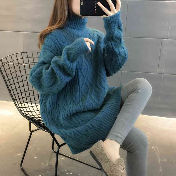 women's sweaters autumn winter pullover women turtleneck knitted sweater korean mid-length casual pull femme loose female ti, White;black
women's sweaters autumn winter pullover women turtleneck knitted sweater korean mid-length casual pull femme loose female ti, White;black