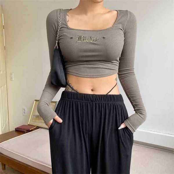 letter embroidery ribbed knit women t-shirts for girls square collar long sleeve harajuku kawaii crop tee female shirt 210510, White
letter embroidery ribbed knit women t-shirts for girls square collar long sleeve harajuku kawaii crop tee female shirt 210510, White