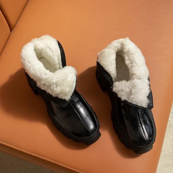 boots wool fur ankle genuine leather comfortable square heel shoes keep warm round toe winter 2021, Black
boots wool fur ankle genuine leather comfortable square heel shoes keep warm round toe winter 2021, Black
