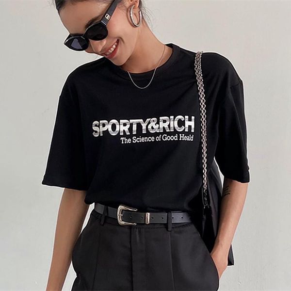 women's t-shirt sporty letter printed cotton t shirt ovesized o-neck short sleeve 2021 summer y2k aesthetic female fashion streetwear, White
women's t-shirt sporty letter printed cotton t shirt ovesized o-neck short sleeve 2021 summer y2k aesthetic female fashion streetwear, White