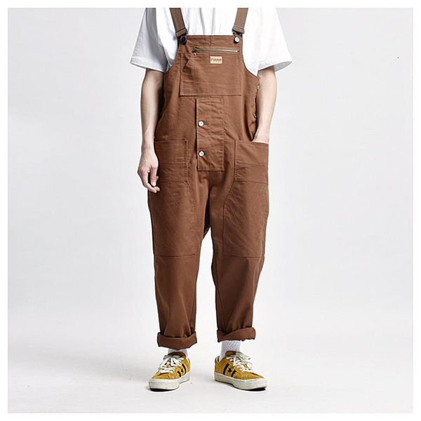men's pants amekaji style fashion men jumpsuits solid color loose streetwear bib pockets susperders casual cargo overalls 4r8p, Black
men's pants amekaji style fashion men jumpsuits solid color loose streetwear bib pockets susperders casual cargo overalls 4r8p, Black