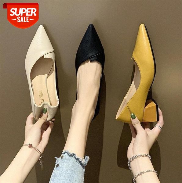 women's thick-heeled single shoes, pointed toe leather stitching solid color shoes korean daily #9x1v, Black
women's thick-heeled single shoes, pointed toe leather stitching solid color shoes korean daily #9x1v, Black
