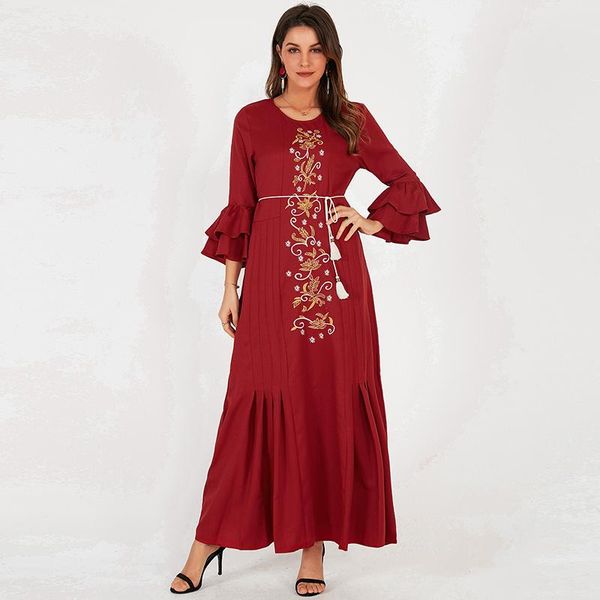 casual dresses summer women's fashion solid color round neck flower embroidery ethnic wind waist belt long flared sleeve red dress, Black;gray
casual dresses summer women's fashion solid color round neck flower embroidery ethnic wind waist belt long flared sleeve red dress, Black;gray