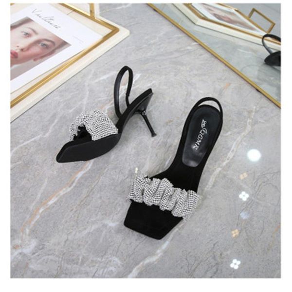 one word belt high heel sandals female 2021 spring square toe stiletto heels fairy feng rhinestone, Black
one word belt high heel sandals female 2021 spring square toe stiletto heels fairy feng rhinestone, Black