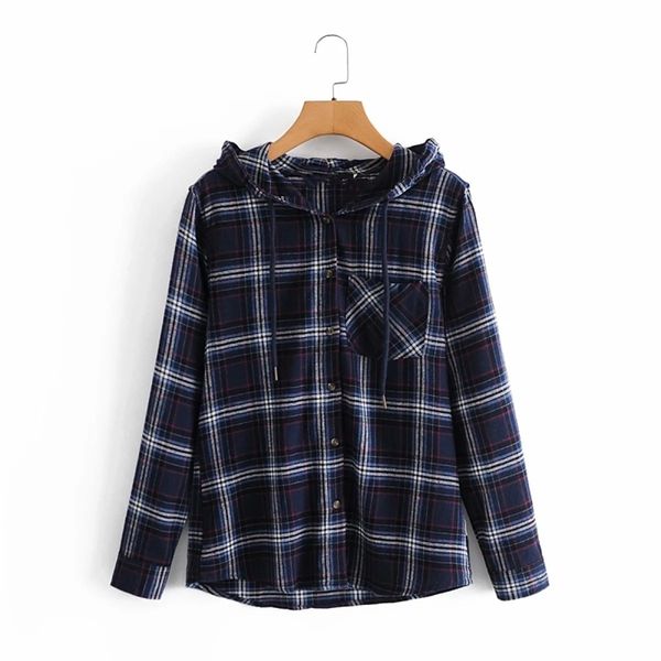 casual woman cotton plaid patchwork hooded shirts coat spring fashion ladies button jackets female vinatge outwear 210515, Black;brown
casual woman cotton plaid patchwork hooded shirts coat spring fashion ladies button jackets female vinatge outwear 210515, Black;brown