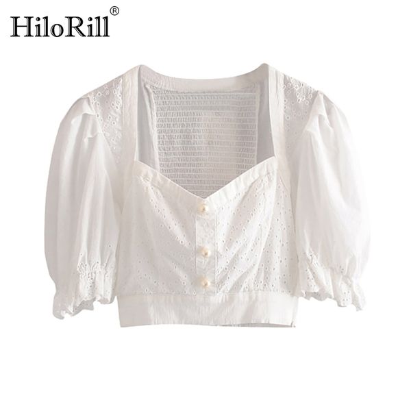 women chic embroidery patchwork white blouse summer pearl puff short sleeve blouses holiday cotton shirt female 210508
women chic embroidery patchwork white blouse summer pearl puff short sleeve blouses holiday cotton shirt female 210508