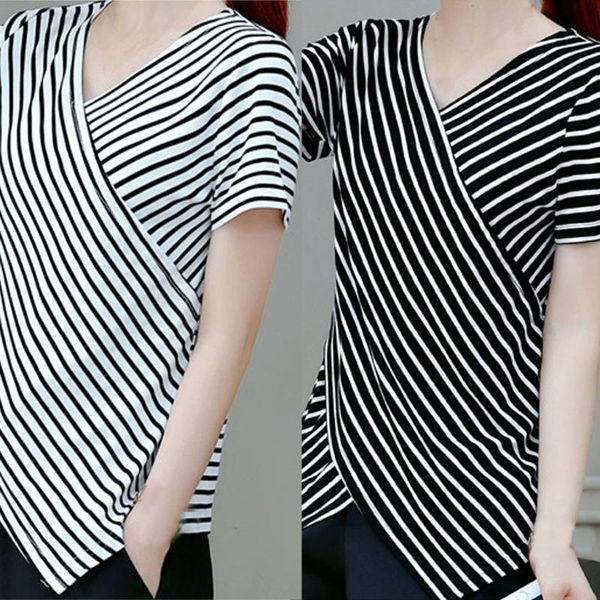 women's blouses & shirts lady clothes ladies short sleeve striped v-neck irregular women fashion 2021 summer elegant shirt for, White
women's blouses & shirts lady clothes ladies short sleeve striped v-neck irregular women fashion 2021 summer elegant shirt for, White
