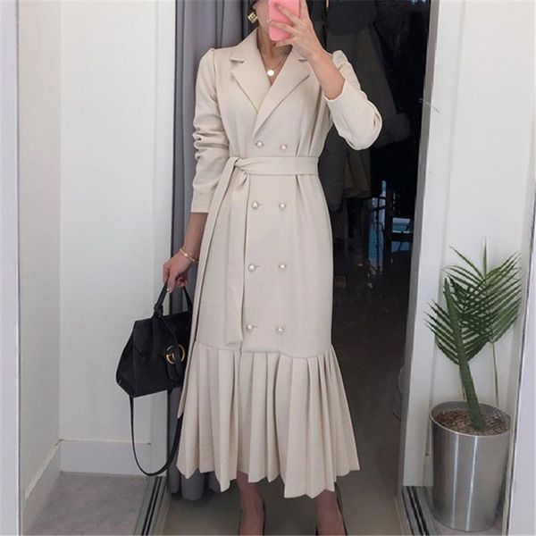 style business workwear notched blazer dress women double breasted long sleeve pleated dresses vestidos black m225 casual, Black;gray
style business workwear notched blazer dress women double breasted long sleeve pleated dresses vestidos black m225 casual, Black;gray