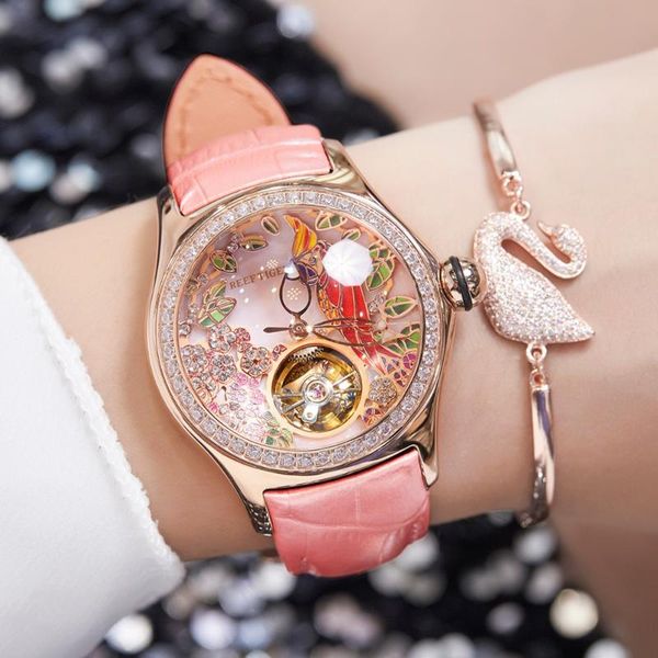 reef tiger/rt women luxury fashion watches diamond automatic tourbillon leather strap watch clock relogio feminino rga7105 wristwatches, Slivery;brown
reef tiger/rt women luxury fashion watches diamond automatic tourbillon leather strap watch clock relogio feminino rga7105 wristwatches, Slivery;brown
