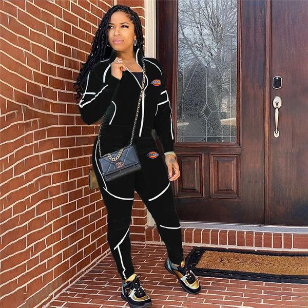 women's two piece pants simple prue color zipper long sleeve bro and casual lady fashion tracksuits high street outfits, White 
women's two piece pants simple prue color zipper long sleeve bro and casual lady fashion tracksuits high street outfits, White