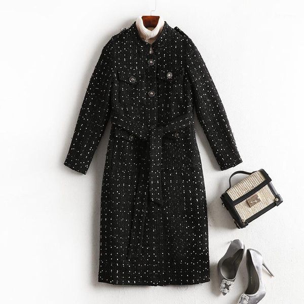 women's wool & blends autumn winter 2021 women long tweed woolen coats belts dots stand collar single breasted plus size outerwear 4xl, Black
women's wool & blends autumn winter 2021 women long tweed woolen coats belts dots stand collar single breasted plus size outerwear 4xl, Black