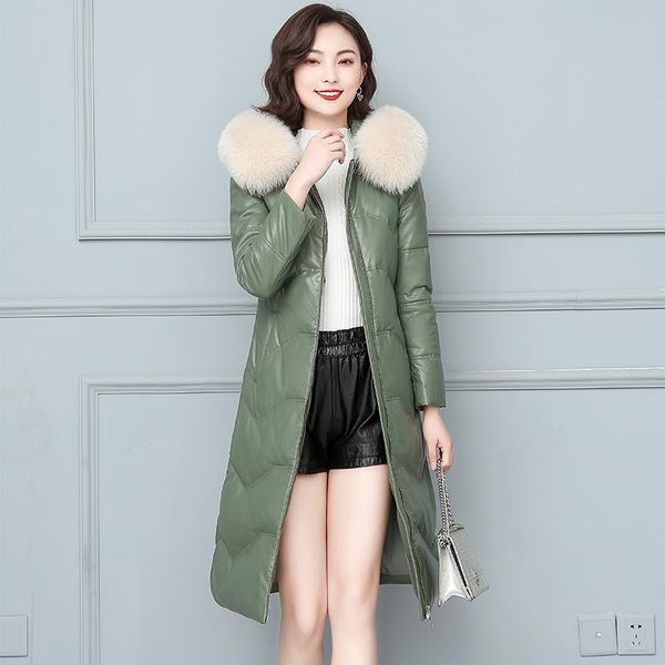 women's leather & faux real fur collar hooded coat female sheepskin jackets women 90% white duck woman down jacket femme veste zjt2094, Black
women's leather & faux real fur collar hooded coat female sheepskin jackets women 90% white duck woman down jacket femme veste zjt2094, Black