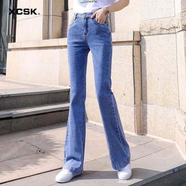 women's jeans blue spring and summer 2021 loose slim high waist micro slacks elastic casual pants 101681
women's jeans blue spring and summer 2021 loose slim high waist micro slacks elastic casual pants 101681