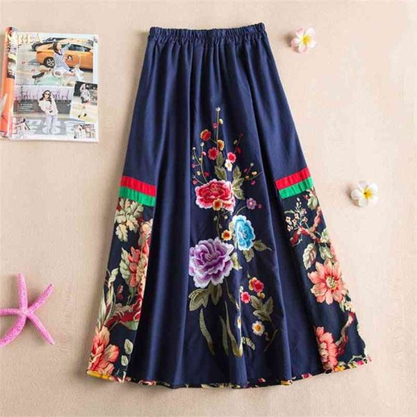 spring arts style women elastic waist loose a-line long skirt vintage floral embroidery cotton linen skirts v246 210512, Black
spring arts style women elastic waist loose a-line long skirt vintage floral embroidery cotton linen skirts v246 210512, Black