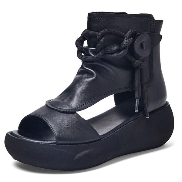 dress shoes the summer leather high peep-toe round head women's retro ayer cowhide fashion sandals, Black
dress shoes the summer leather high peep-toe round head women's retro ayer cowhide fashion sandals, Black