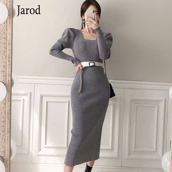 autumn winter sweater long dress women knitted square neck puff sleeve slim package hip split dress with belt 210518, Black;gray
autumn winter sweater long dress women knitted square neck puff sleeve slim package hip split dress with belt 210518, Black;gray