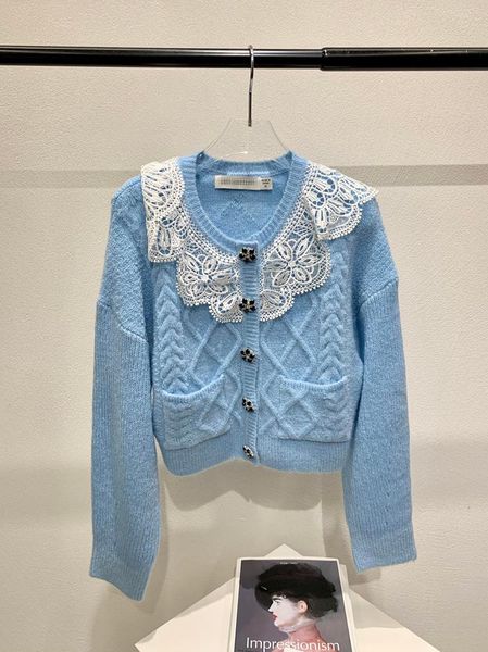 women's knits & tees 1223 clothing embroidery flower drill buckle knitted cardigan, White
women's knits & tees 1223 clothing embroidery flower drill buckle knitted cardigan, White