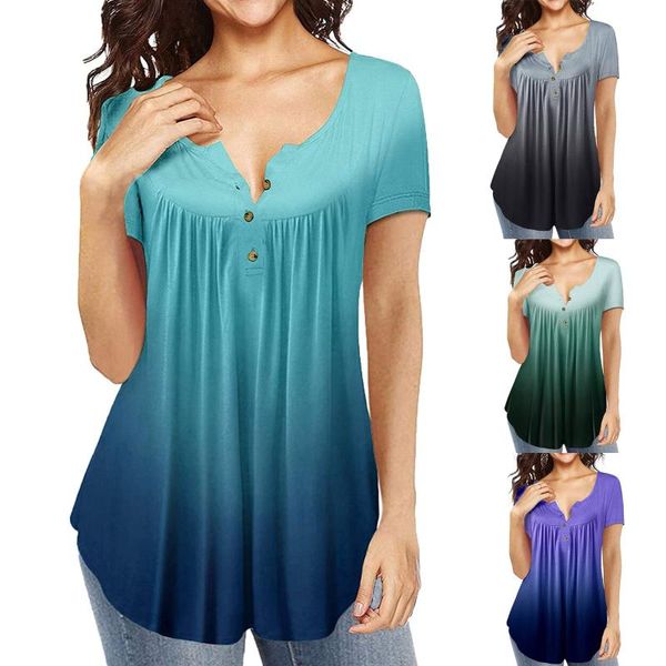 women's t-shirt womens casual short sleeve loose t-shirts tie-dye color button pleated tunic v-neck female pullover summer clothes, White
women's t-shirt womens casual short sleeve loose t-shirts tie-dye color button pleated tunic v-neck female pullover summer clothes, White