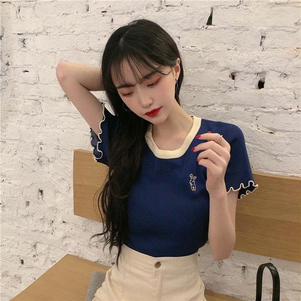 women's t-shirt woman tshirts short-sleeved 2021 summer knitwear crop mujer camisetas, White
women's t-shirt woman tshirts short-sleeved 2021 summer knitwear crop mujer camisetas, White