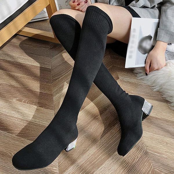 boots women's knitted socks ladies over the knee autum winter fashion slip on warm low-heeled long 2021 footwear, Black
boots women's knitted socks ladies over the knee autum winter fashion slip on warm low-heeled long 2021 footwear, Black