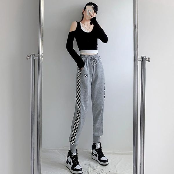women's pants & capris 7026# 2021 autumn winter sports versatile loose legged guard casual, Black;white
women's pants & capris 7026# 2021 autumn winter sports versatile loose legged guard casual, Black;white